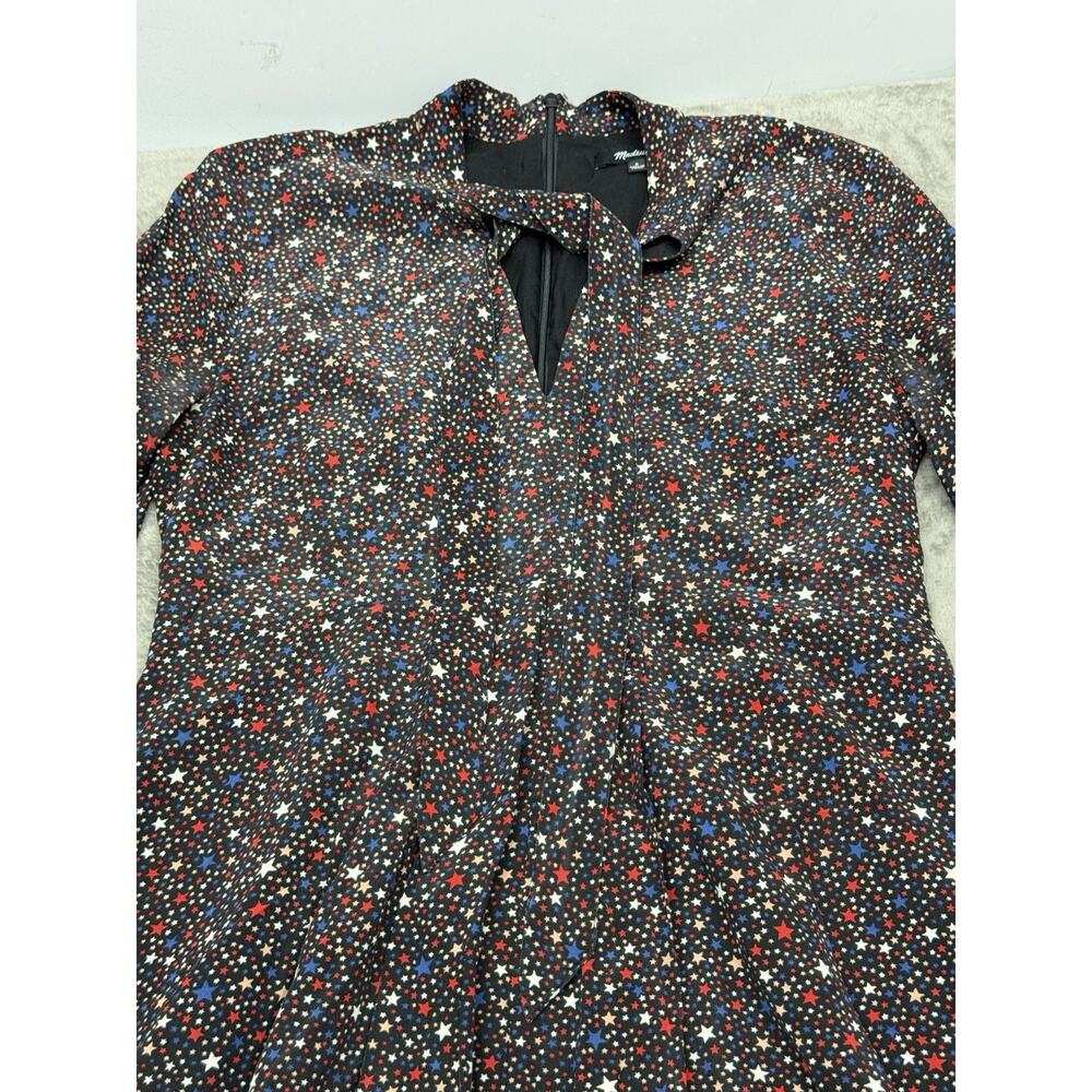Madewell Balsam Tie Neck Silk Dress 0 Starry Night Mini Long Sleeve XS - Picture 7 of 11